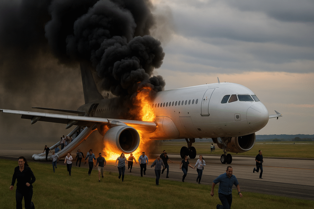 Fire, smoke on runway before takeoff – passengers evacuating